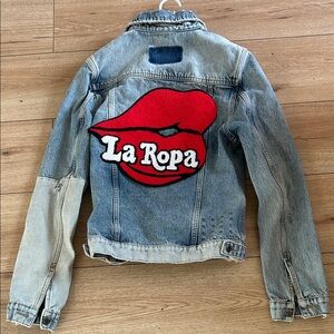 Ksubi Denim Jacket with Red Lips Patch